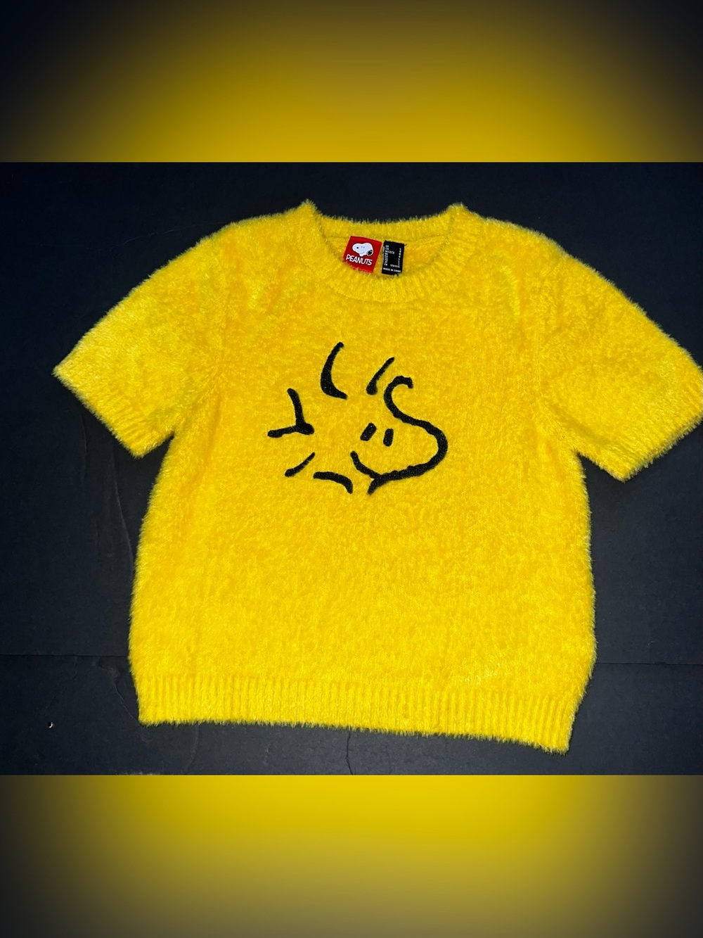 Zara Peanuts Woodstock Yellow Sweater Size L
